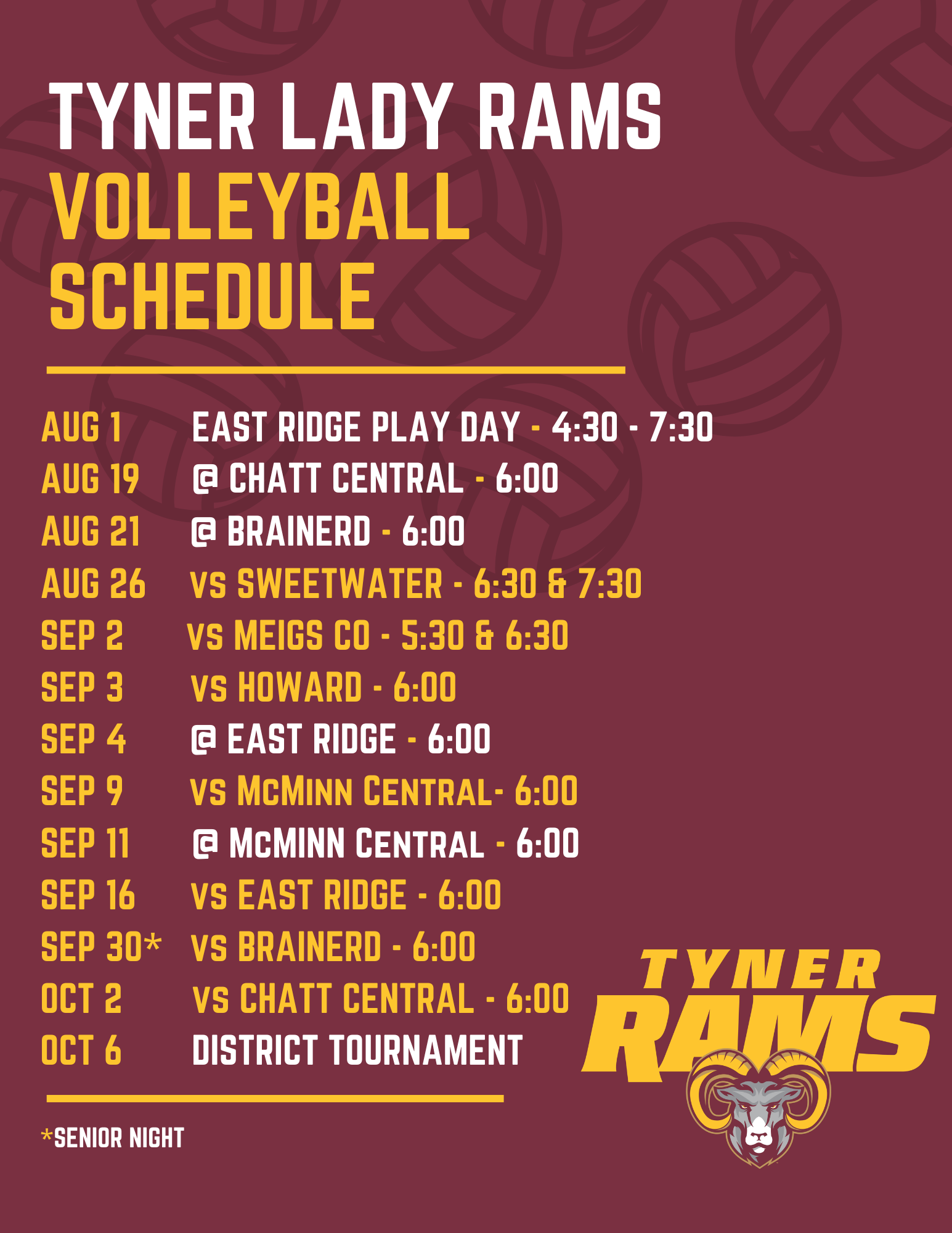High school volleyball schedule